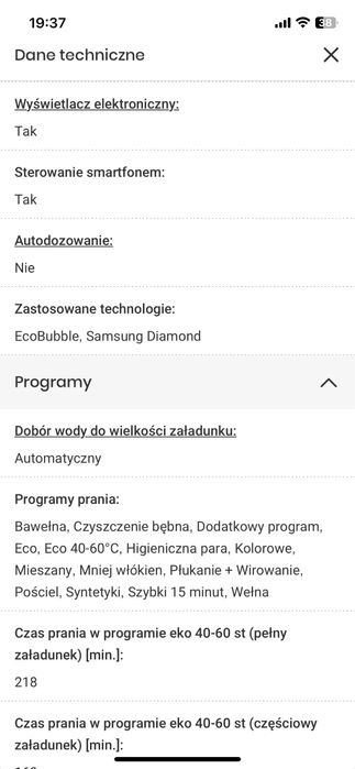 Sprzedam pralkę  Samsung