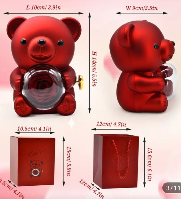 Мишка-коробка для украшения с мыльной розой, подарок