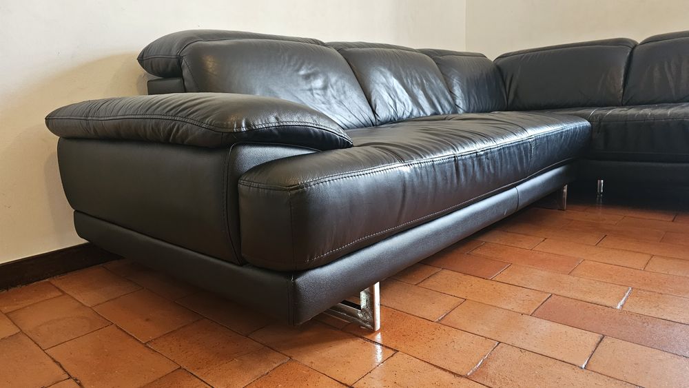 Sofa pele com chaise longue