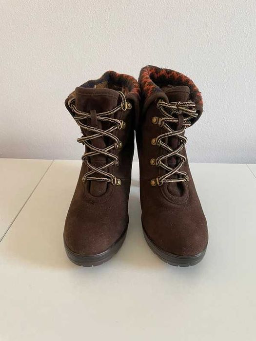 Brązowe Sznurowane buty ocieplane norweski wzór Jennifer&Jennifer