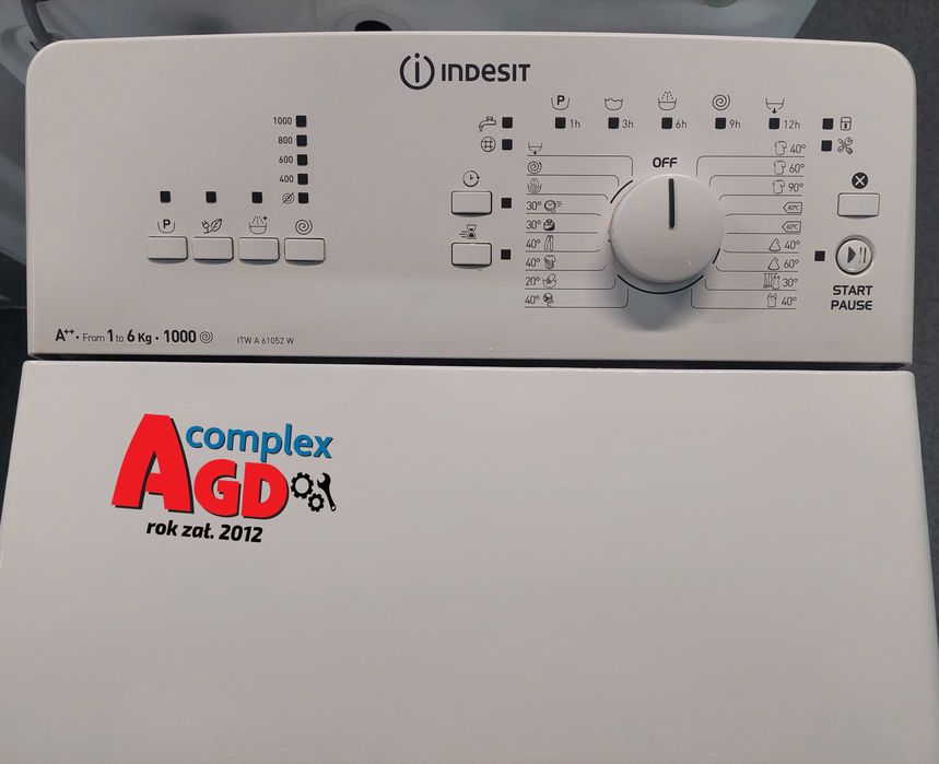 ROK GWARANCJA Pralka Ładowana od góry 6 kg Indesit ITWA61052W Nakładka dla niewidomych Opóźniony start 1000 obr./min. Sklep AGDcomplex Bełchatów