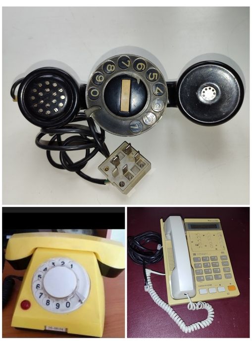 Телефоны стационарные, дисковый, кнопочный, трубка переносная