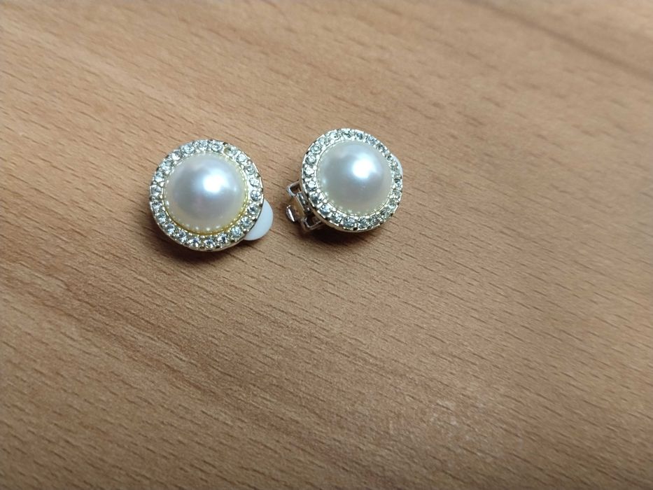 Klipsy z białą perłą i cyrkoniami - Jablonex