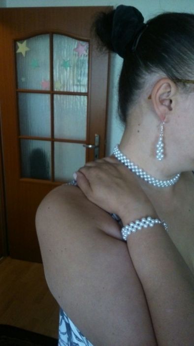 Ślubna biżuteria z koralików 25 zł. Komplet.