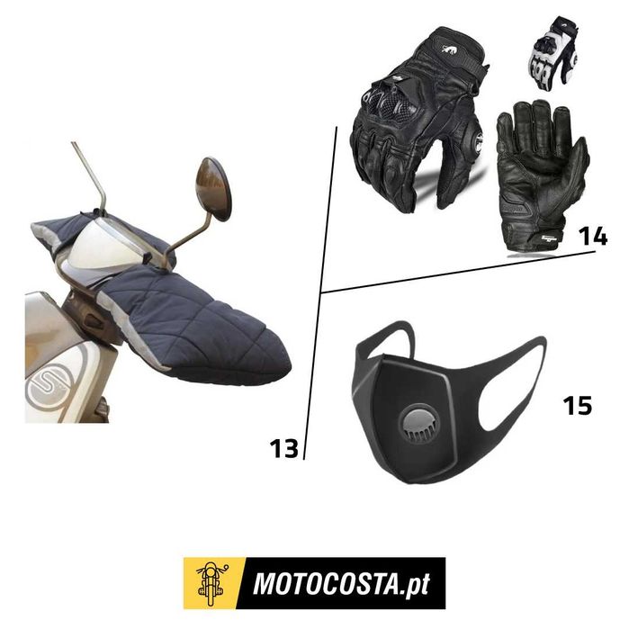 Proteção Moto - Luvas, Joelheiras, Máscaras e Depósito - MOTOCOSTA