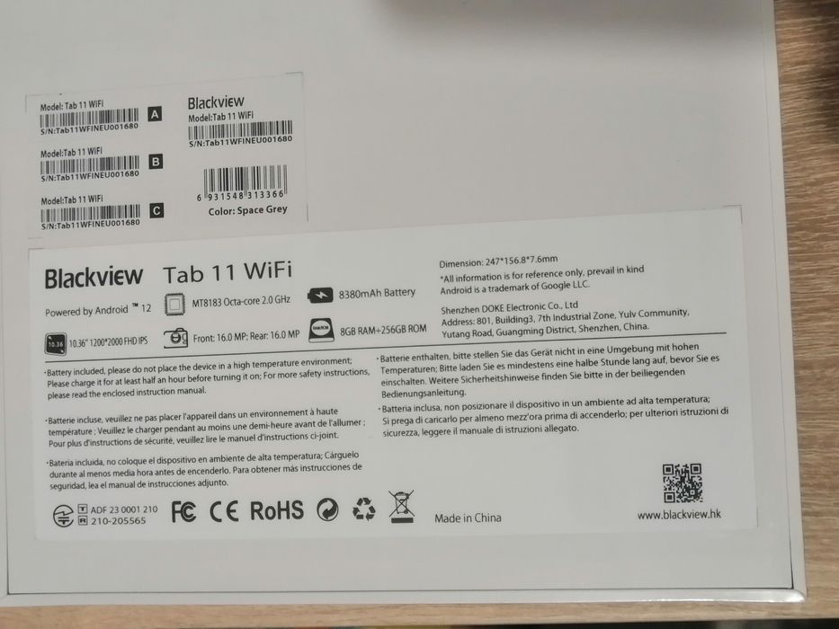 Планшет Blackview Tab 11 Wi-Fi. 8/256. Новый. +Чехол.  Global Version.