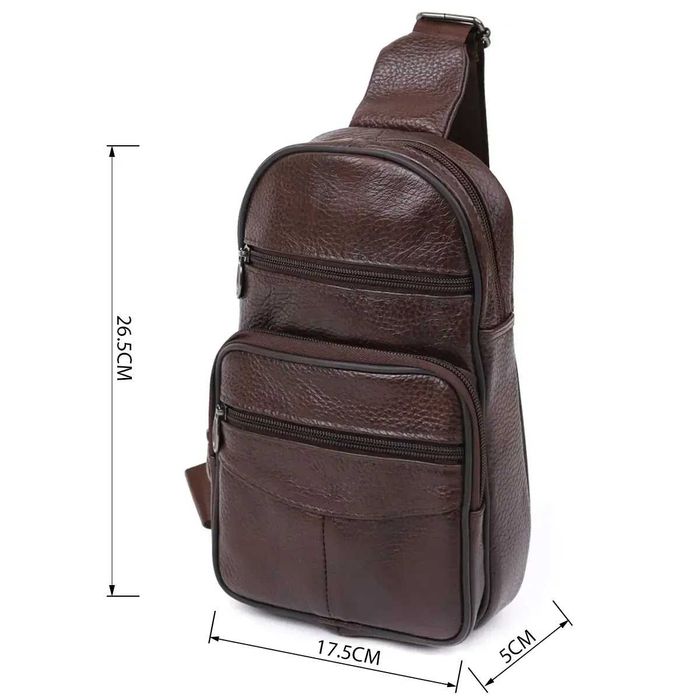 Стильна чоловіча шкіряна сумка, коричнева з натуральної шкіри, Польща