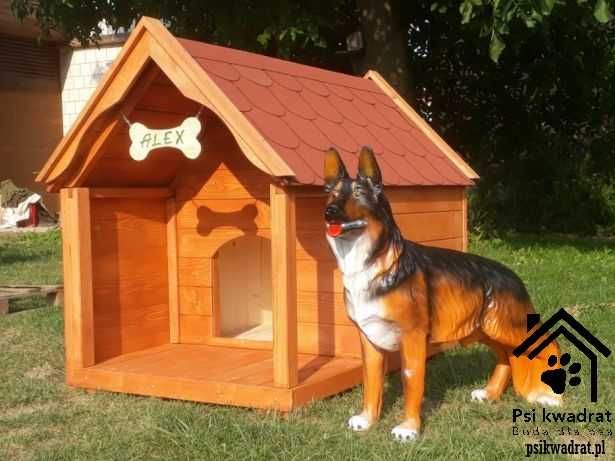 Buda dla psa XL OCIEPLANA na Owczarka duża ozdobna LITE DREWNO