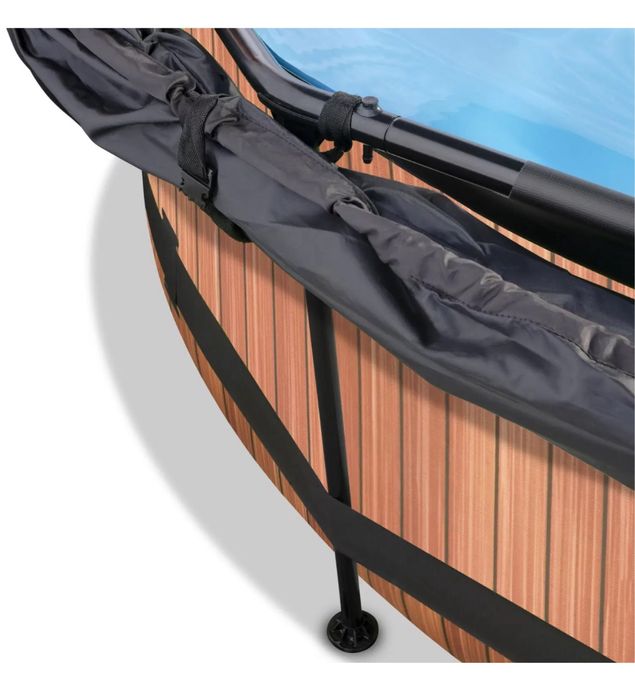 Piscina EXIT Toys Wood Ø300x76 cm NOVA + Bomba + Cobertura Solar