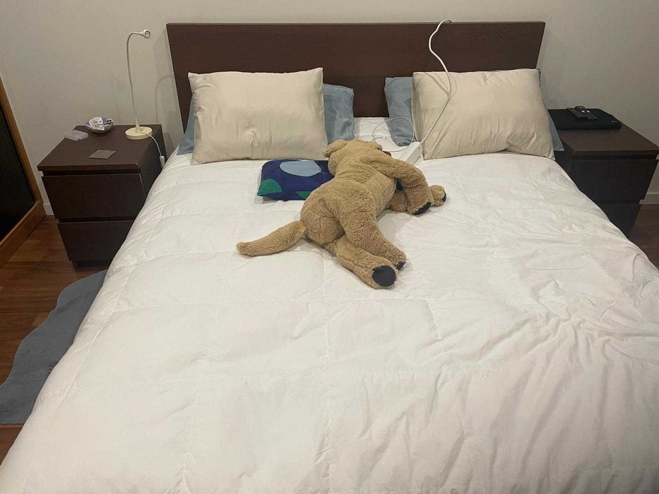 Cama com gavetas + mesas de cabeceira + colchão