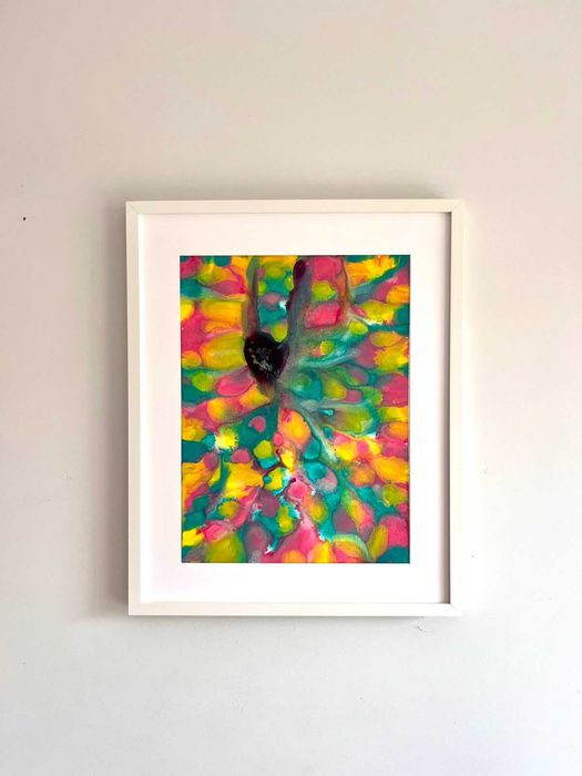 Quadro - Pintura abstrata em acrílico com moldura (40x50cm)