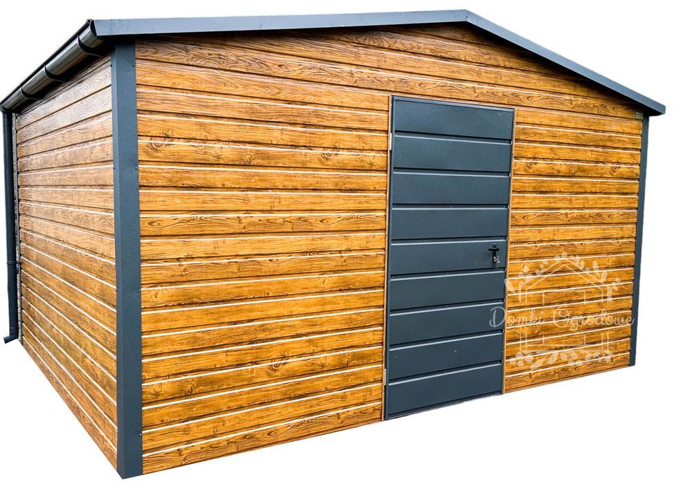 Domek Ogrodowy Schowek Garaż 4x3  Antracyt drewnopodobny Rynny ID441