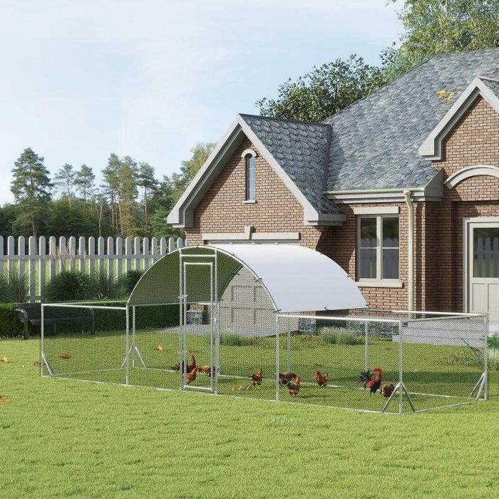 Galinheiro de Exterior de Aço Galvanizado 6,6x1,9x1,9m