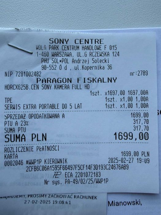 Kamera Sony HDR-CX625