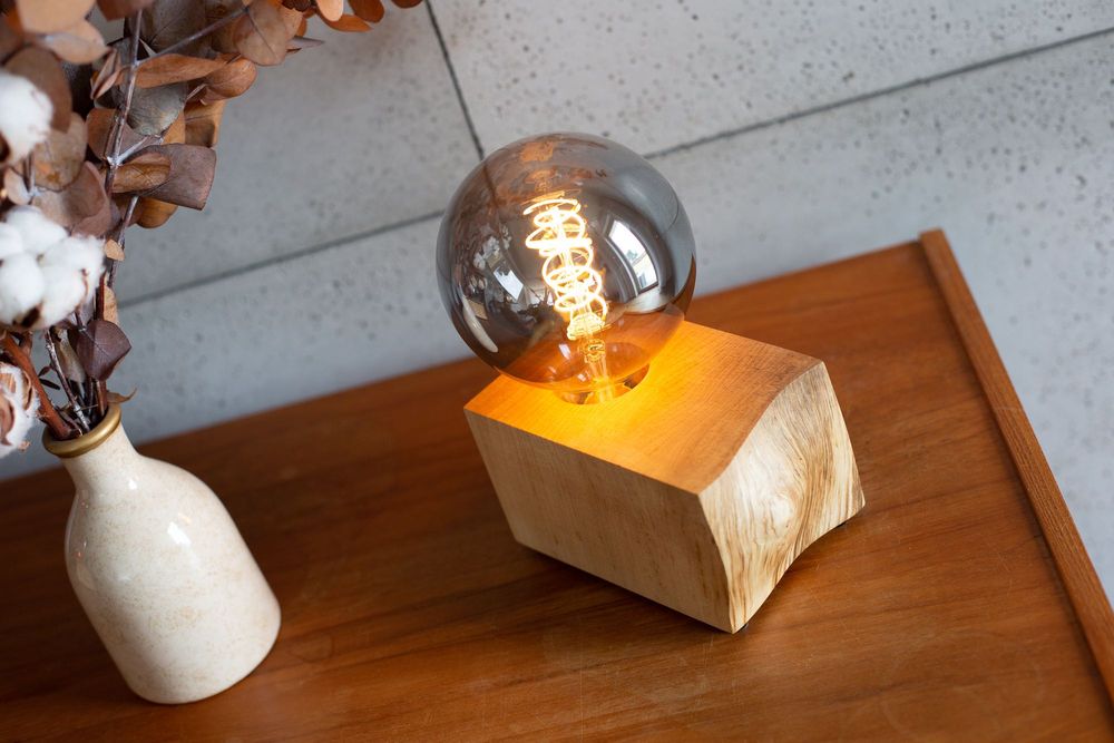 Unikalna lampka, ręcznie robiona, klon olejowany