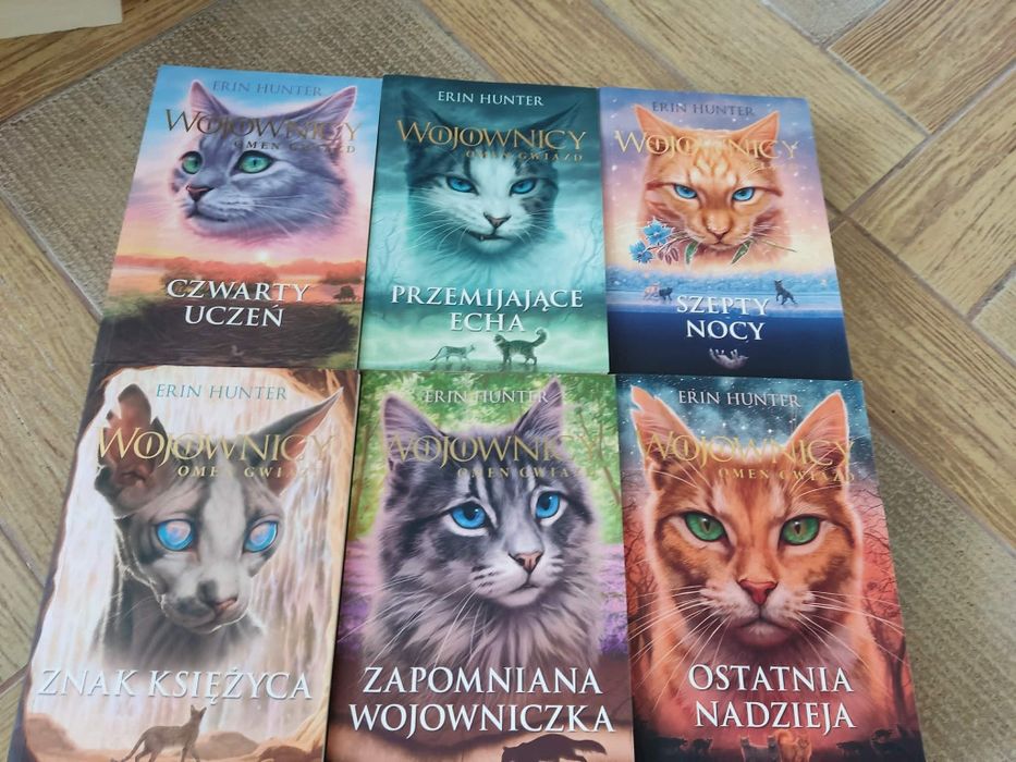 Zestaw 6 książek Erin Hunter Wojownicy seria Omen gwiazd