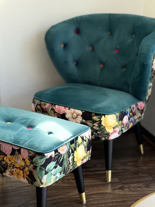 Fotel uszak z podnóżkiem