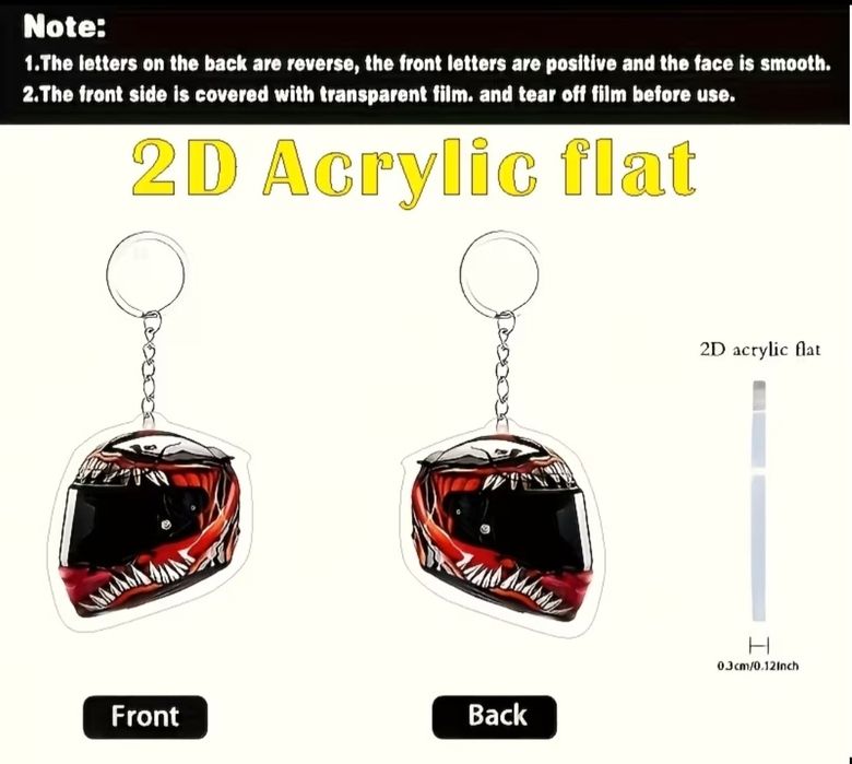 Porta chaves Capacete  Racing em Acrílico em 2 D