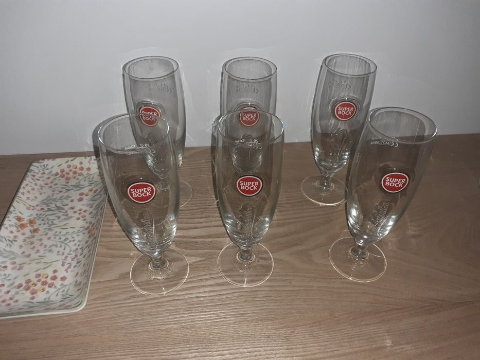 Conjunto de 6 copos tulipa. Super bock
