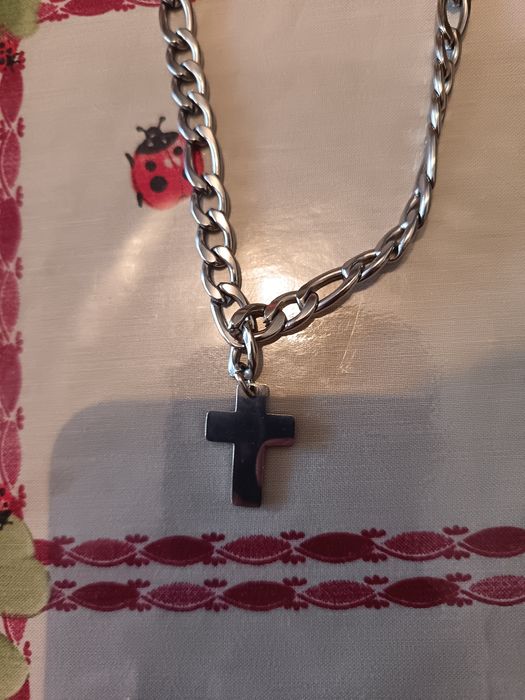 Colar homem com cruz de aço inoxidável ( Portes grátis)