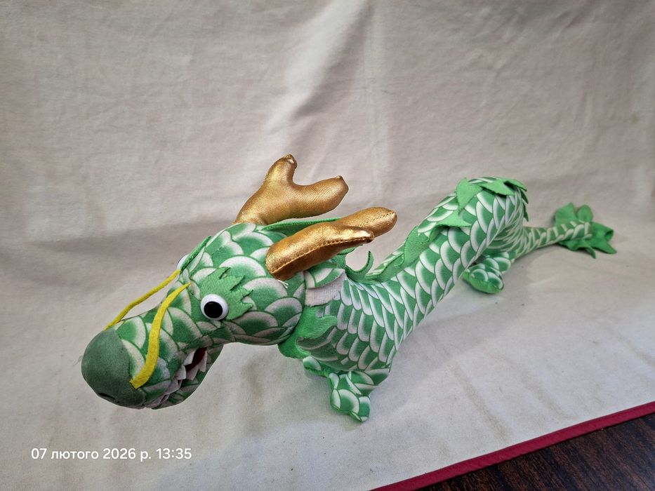 Дракон зеленый мягкая игрушка 45 см дракончик дракоша dragon