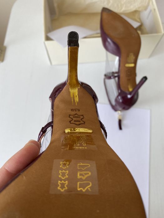 Bordowe skorzane szpilki Ralph Lauren 38