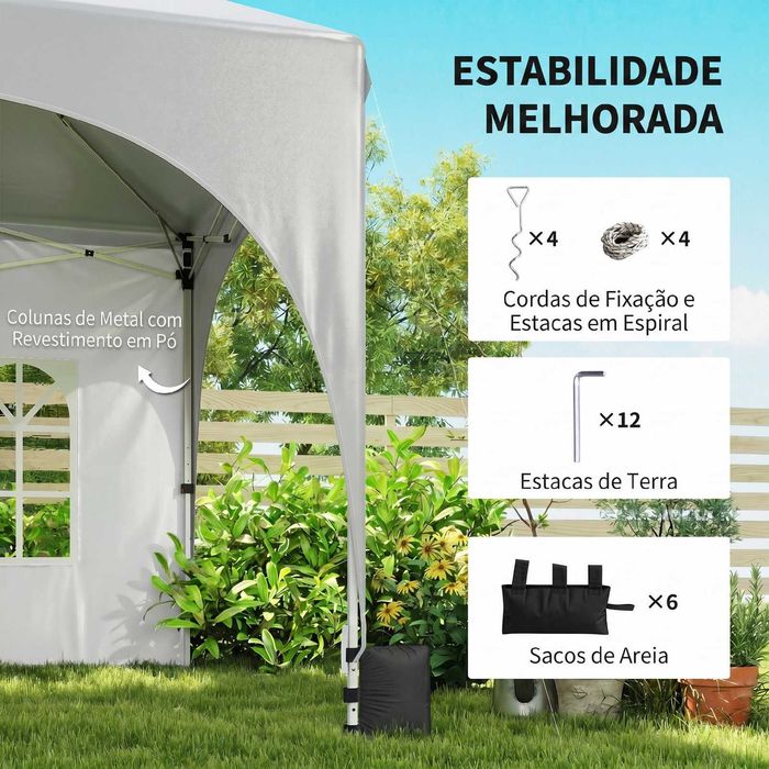Tenda dobrável 3x6 m com 6 painéis removíveis e bolsa