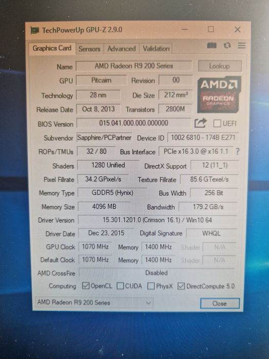 Sapphire Radeon R9 270X 4GB 256BIT GDDR5 Відеокарта Стан гарний