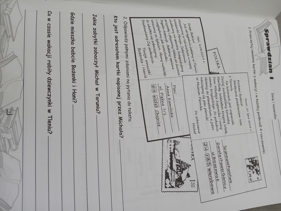 Cwiczenia Sprawdziany język polski, przyroda