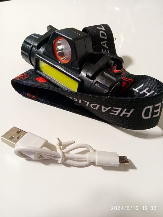 Фонарь налобный аккумуляторный с магнитом.