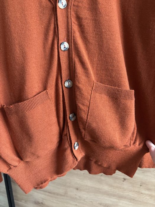 Wełniany sweter kardigan narzutka celglasty ceglany Colourways 42 44