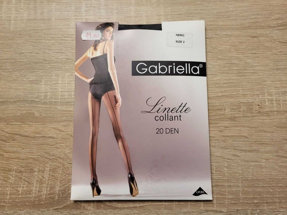 Czarne rajstopy z ozdobnym szwem 20 DEN Linette 2/S - Gabriella