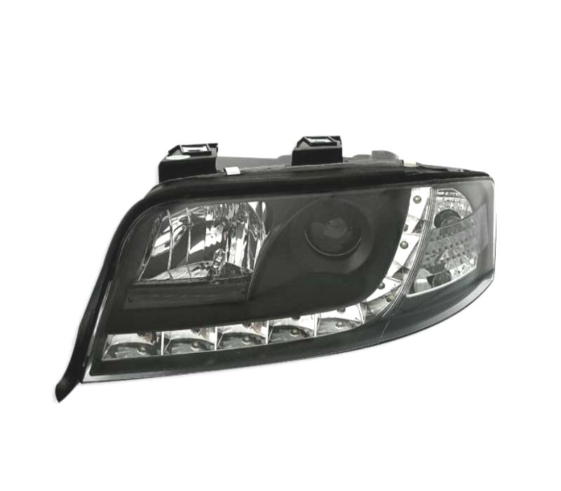 FARÓIS AUDI A6 4B 01-04 LUZ DIURNA LED FUNDO NEGRO