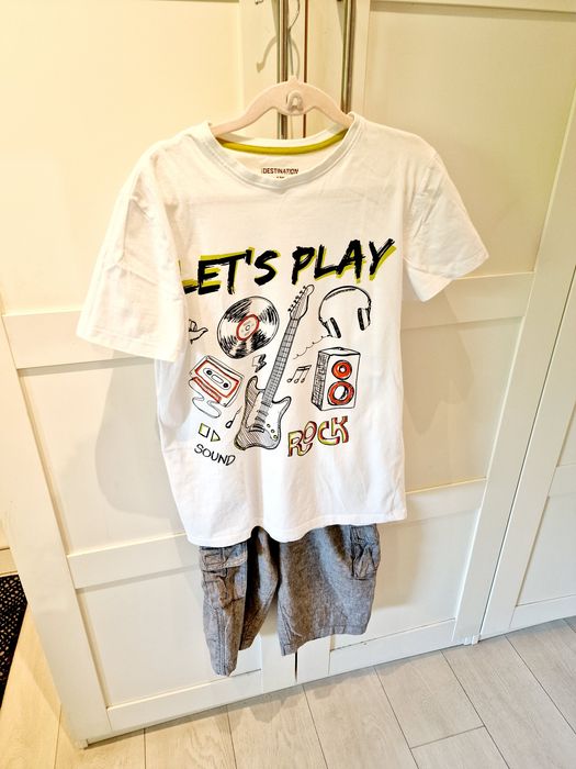 Zestaw na lato eleganckie spodenki z lnu i T-shirt 164cm