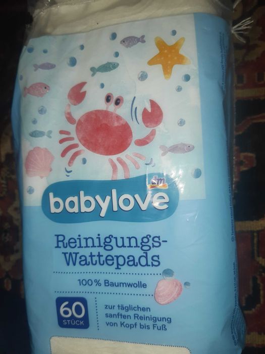 Очищающие Ватные диски babylove, 60 шт (Германия)