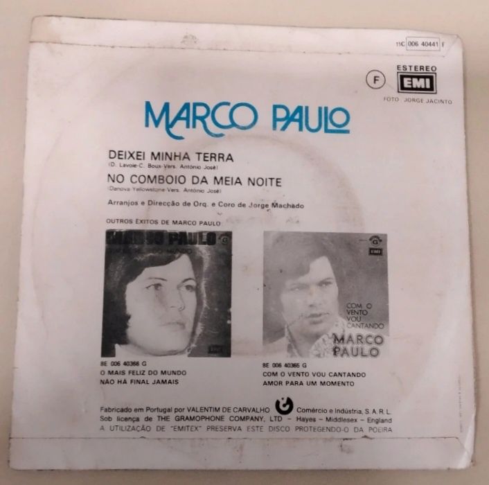 2 Discos vinil singles Marco Paulo RARO