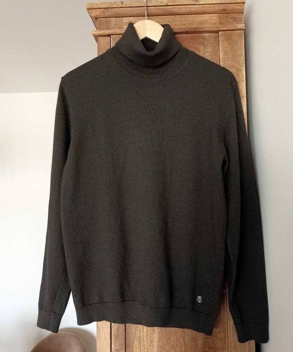 Ciemnozielony golf Pierre Cardin voyage wełna dziewicza