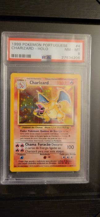Slab Graduada PSA 8 Charizard Holo Base set PT