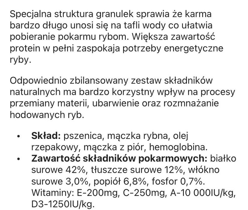 Karaś koi karma granulat