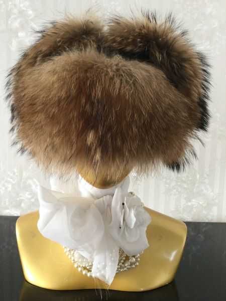 Czapka  futrzana jenot uszatka