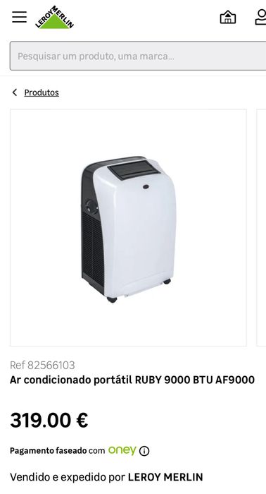 Ar condicionado / desumidificador portátil Ruby 9000 btu