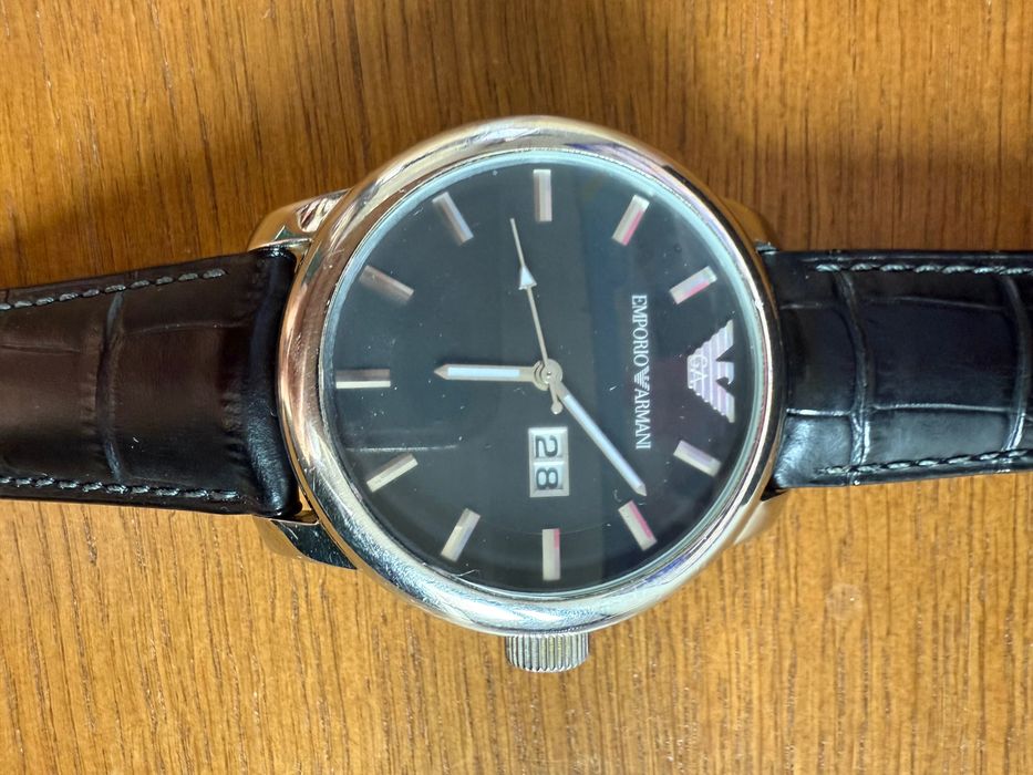Męski zegarek Emporio Armani - skórzany pasek, model AR 0428