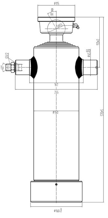 Siłownik przyczepy z kołyską do 14 ton wysuw 1850 mm
