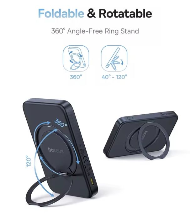 Baseus PicoGo Qi2 5000mAh: беспроводной магнитный павербанк / подставк