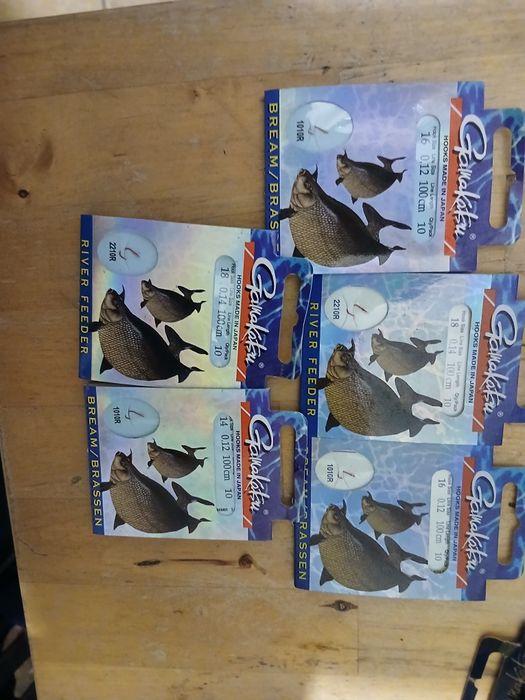 5 paczek nowych haczyków z przyponami gamakatsu. Rozmiar 14-18