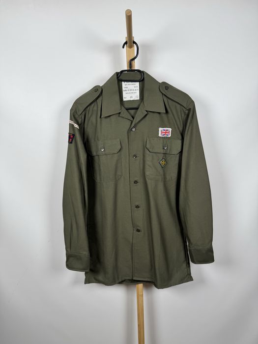 Vintage khaki koszula męska harcerska wojskowa W.Merk Mössingen British Scouts army retro M