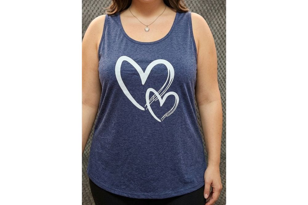 Granatowy tank top XL z sercami