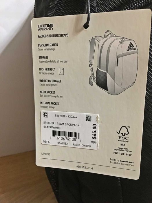 Знижка ! Рюкзак Adidas Striker Team. Оригінал. З США