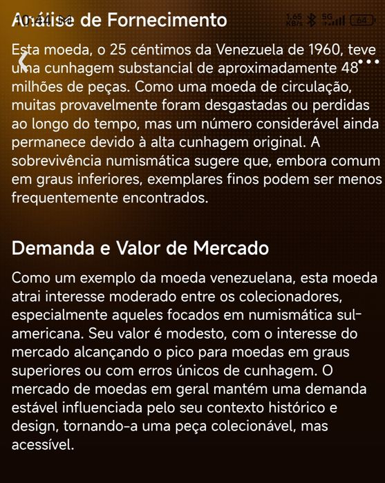 Moeda antiga Venezuela