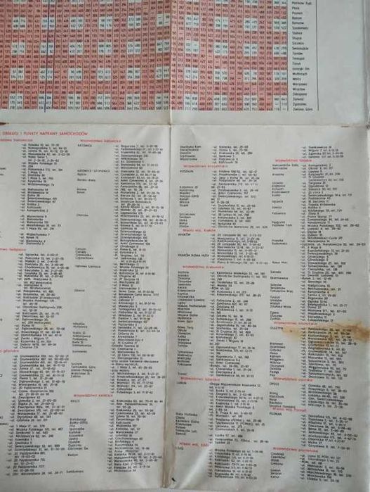 Mapa samochodowa polski lata 50, 60,  80, 100 - PRL